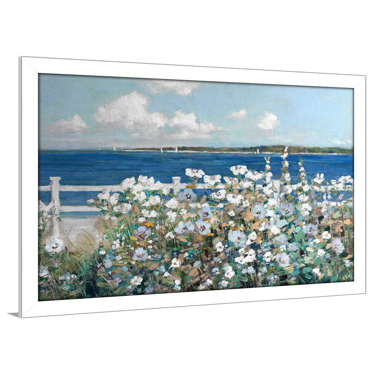 Bayside Garden by Sally Swatland - Premium Acrylic Wall Art Print - Coastal Home Decor for Living Room, Bedroom & Office