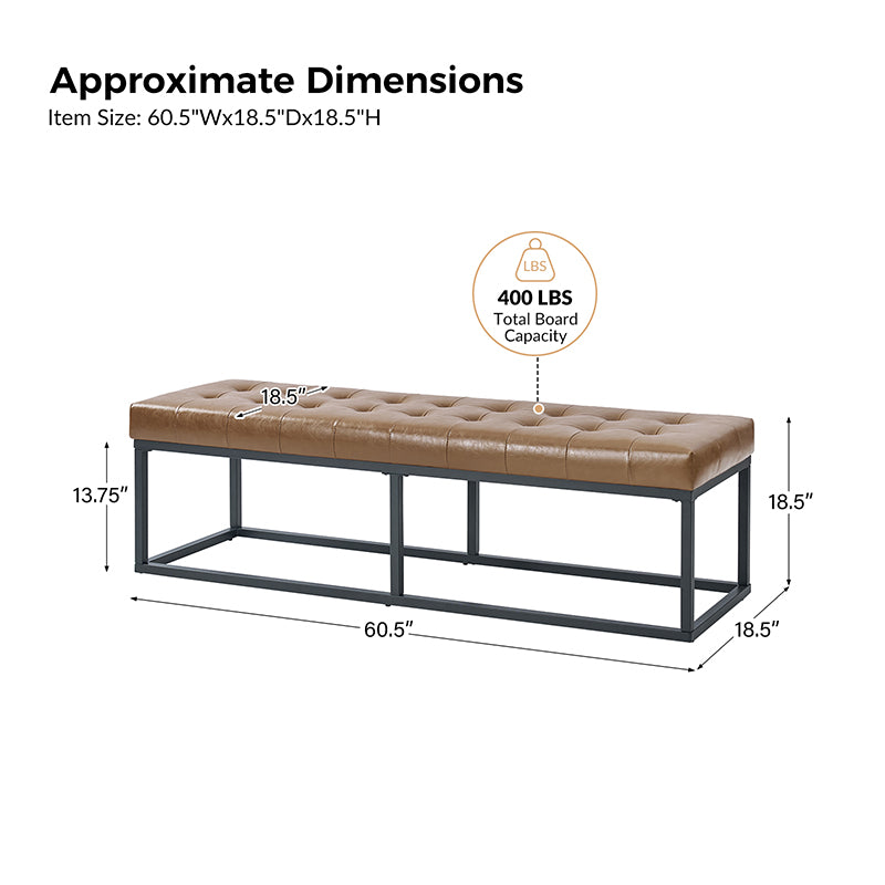 Amparo Mid Century Modern Bench with Sturdy Metal Base - Perfect for Living Room, Bedroom, or Entryway Seating