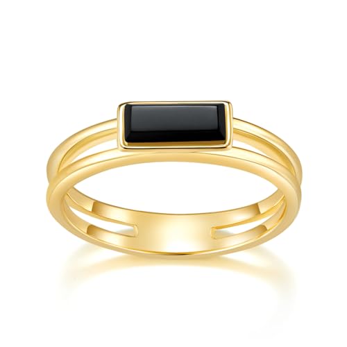 Gold Rings with Black Onyx