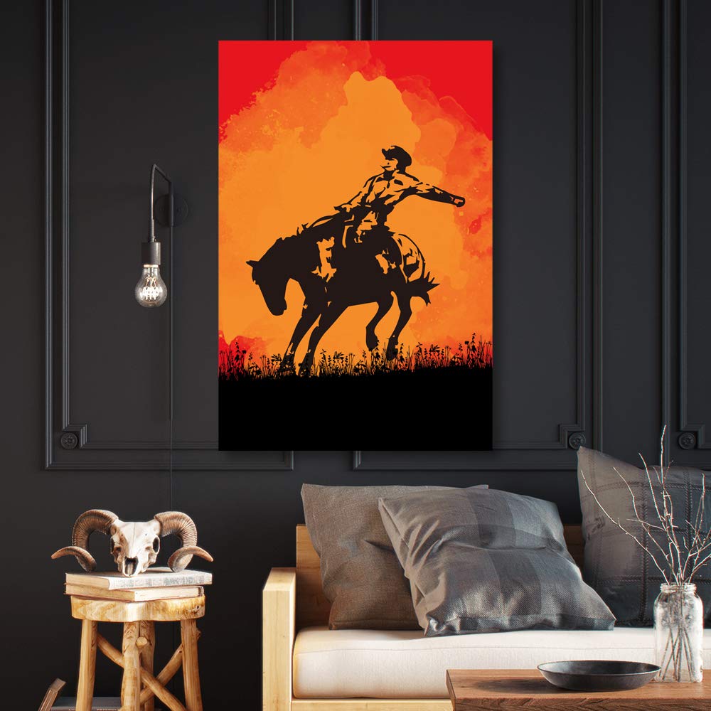 Wall26 Western Cowboy Canvas Wall Art - 32x48 Inch Framed Painting for Bedroom & Living Room Decor | Rustic Home Decor, Perfect for Ranch Style Houses & Country Themed Interiors