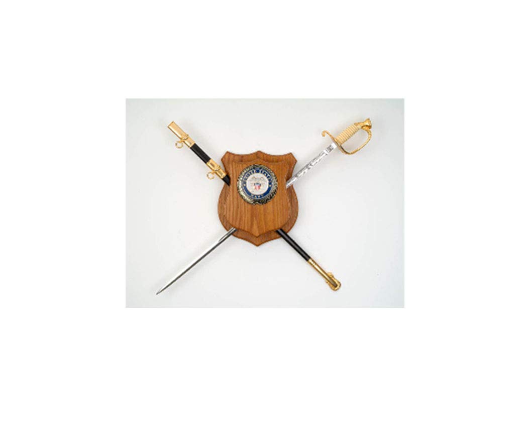 Premium Military Sword Wall Display Plaque with Emblem - Authentic Collectible for Home, Office & Man Cave Decor