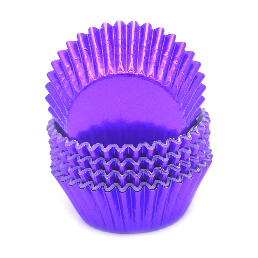 Premium Purple Foil Cupcake Liners - 100 Count Disposable Baking Cups for Muffins, Cupcakes & Party Decorations | Perfect for Birthday, Wedding & Holiday Baking Supplies