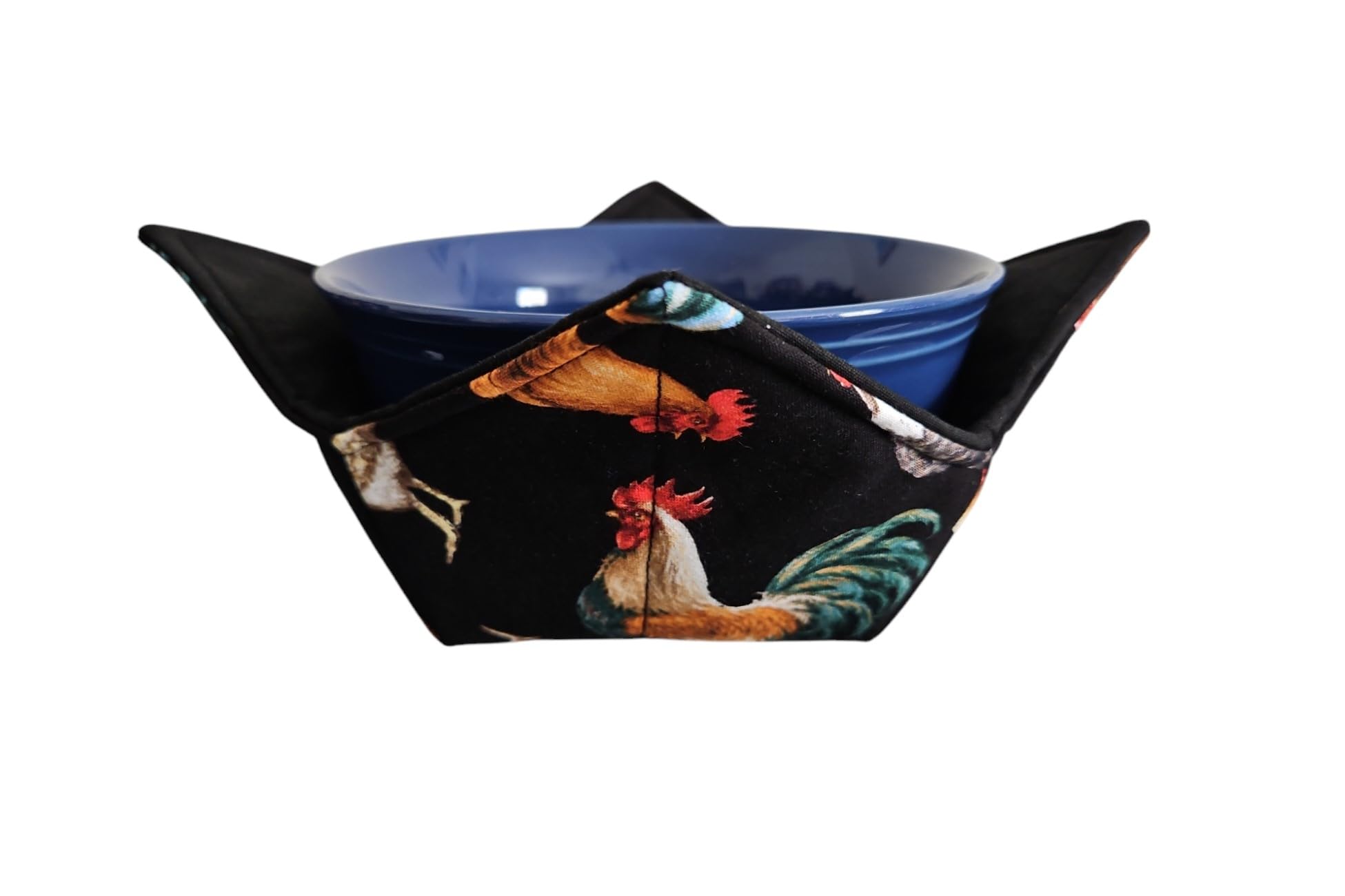 Microwave Safe Quilted Bowl Cozy for Soup & Hot Dishes - Insulated Bowl Holder for Roosters & Chickens Theme - Perfect Housewarming Gift & Kitchen Accessory - Great for Microwave Meals, Office Lunches & Cozy Family Dinners
