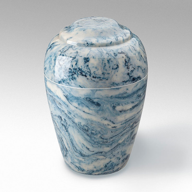 Sky Blue Grecian Cultured Marble Urn - Elegant Memorial Urn for Ashes - Perfect for Home Memorials, Funeral Services & Cemetery Display