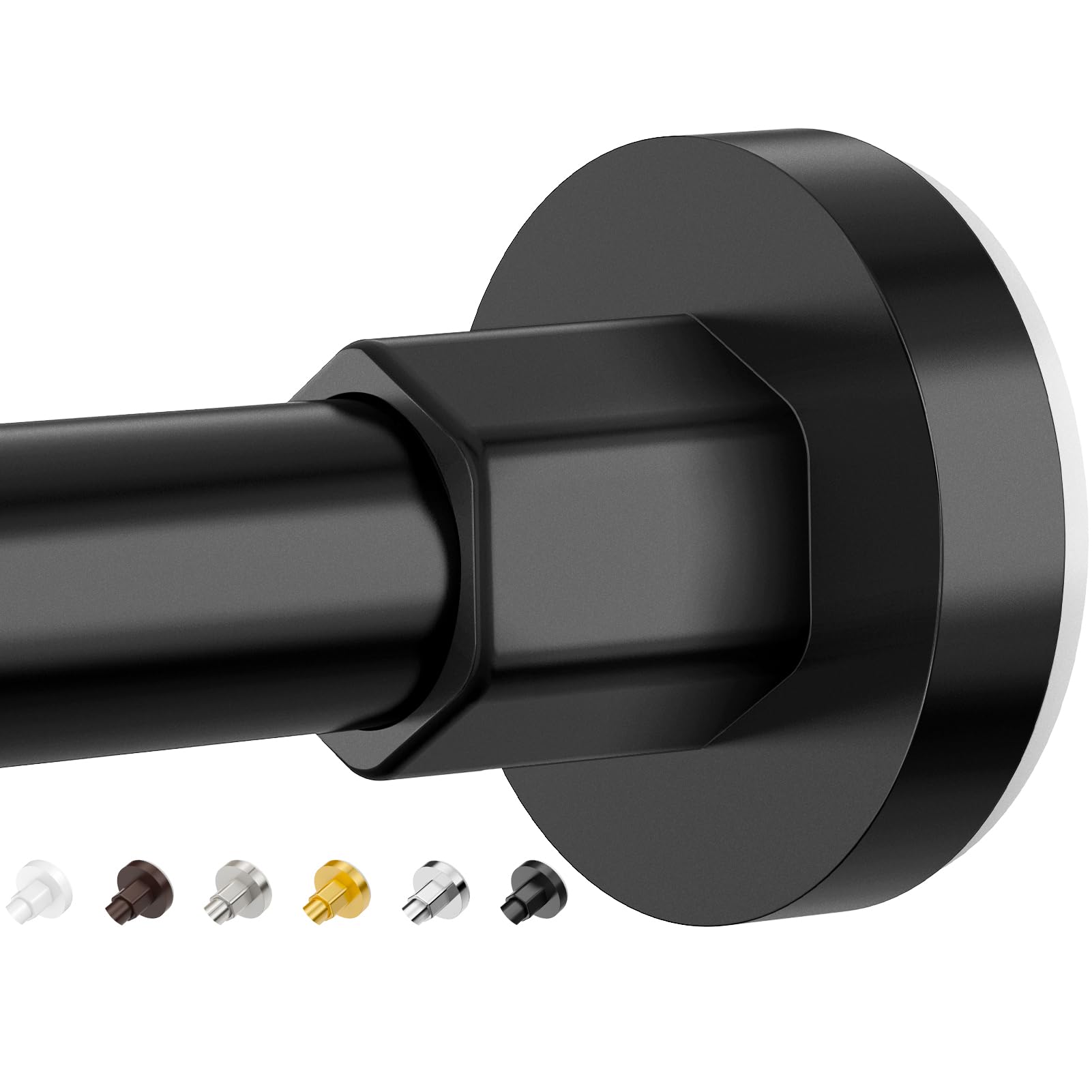 No-Drill Adjustable Shower Curtain Rod 32-75 Inch, Rust-Resistant Stainless Steel Telescoping Tension Rod for Bathroom - Non-Slip, Black - Perfect for Apartments, Dorms & Small Bathrooms