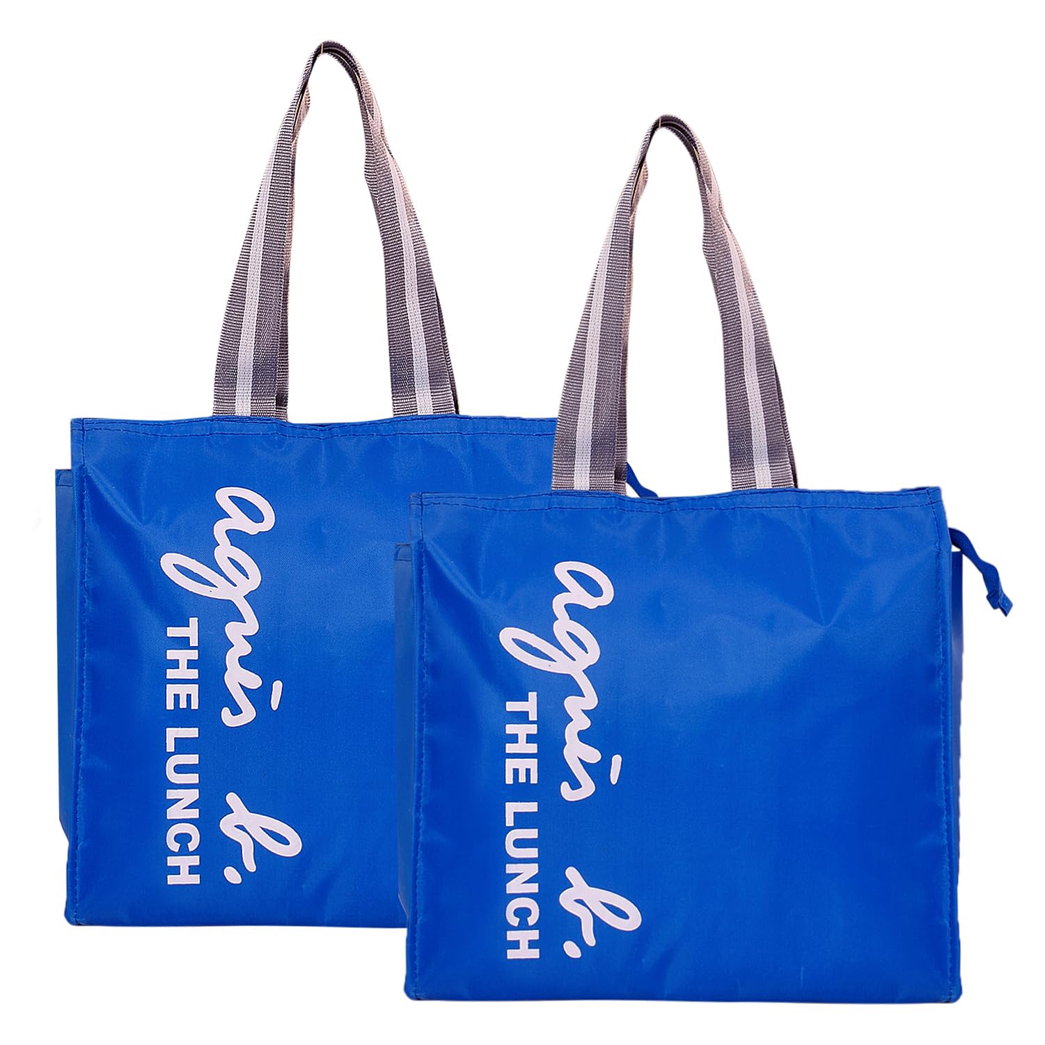 Kuber Industries Insulated Lunch Bag for Adults - Reusable Parachute Lunch Box with Zipper & Handle for Office, College, Work - Pack of 2 Royal Blue - Perfect for Meal Prep, Picnics & Daily Commute