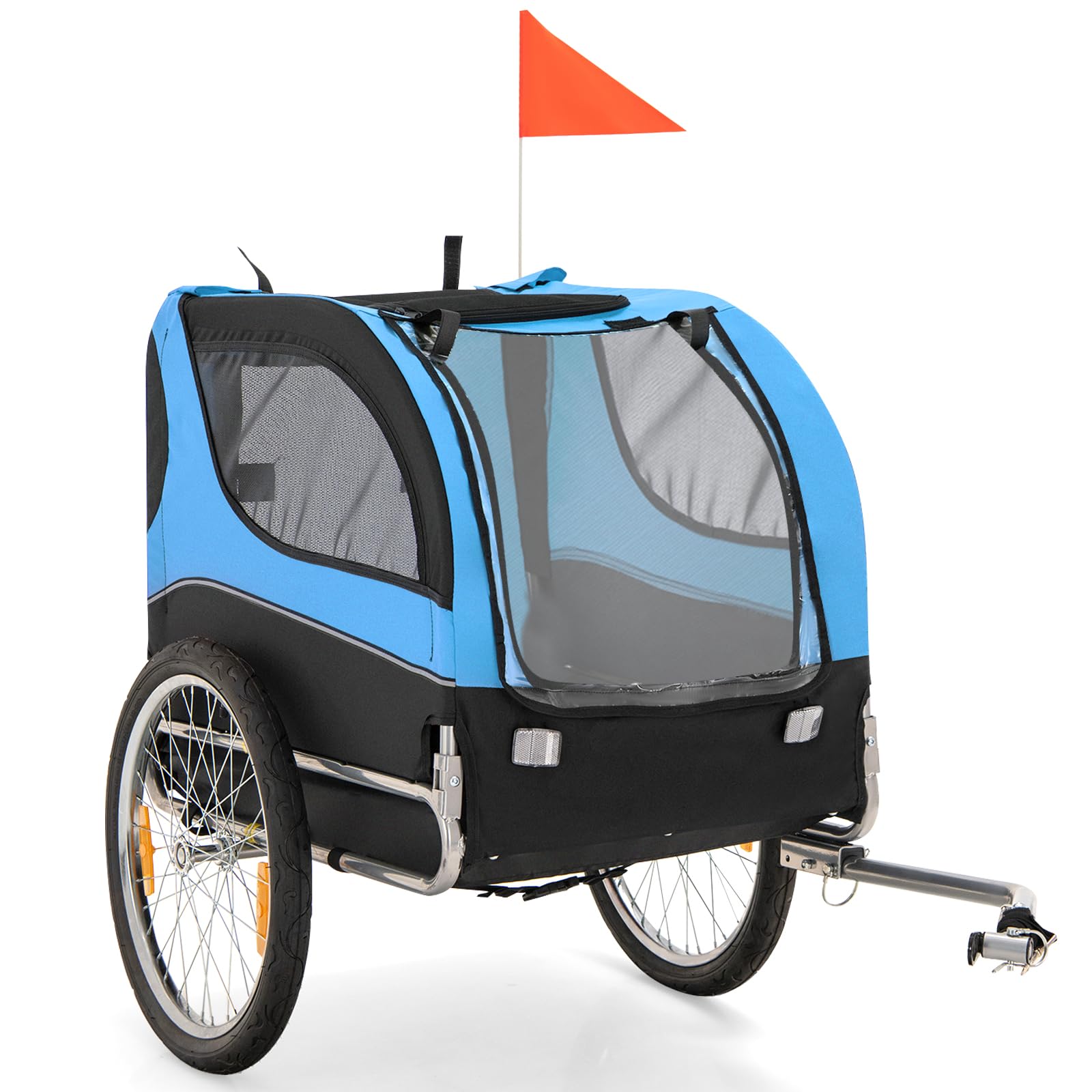 PETSITE Dog Bike Trailer - Foldable Pet Carrier for Small & Medium Dogs with 3 Breathable Mesh Windows, Safety Flag & Quick Release Wheels | Perfect for Cycling, Jogging & Outdoor Adventures