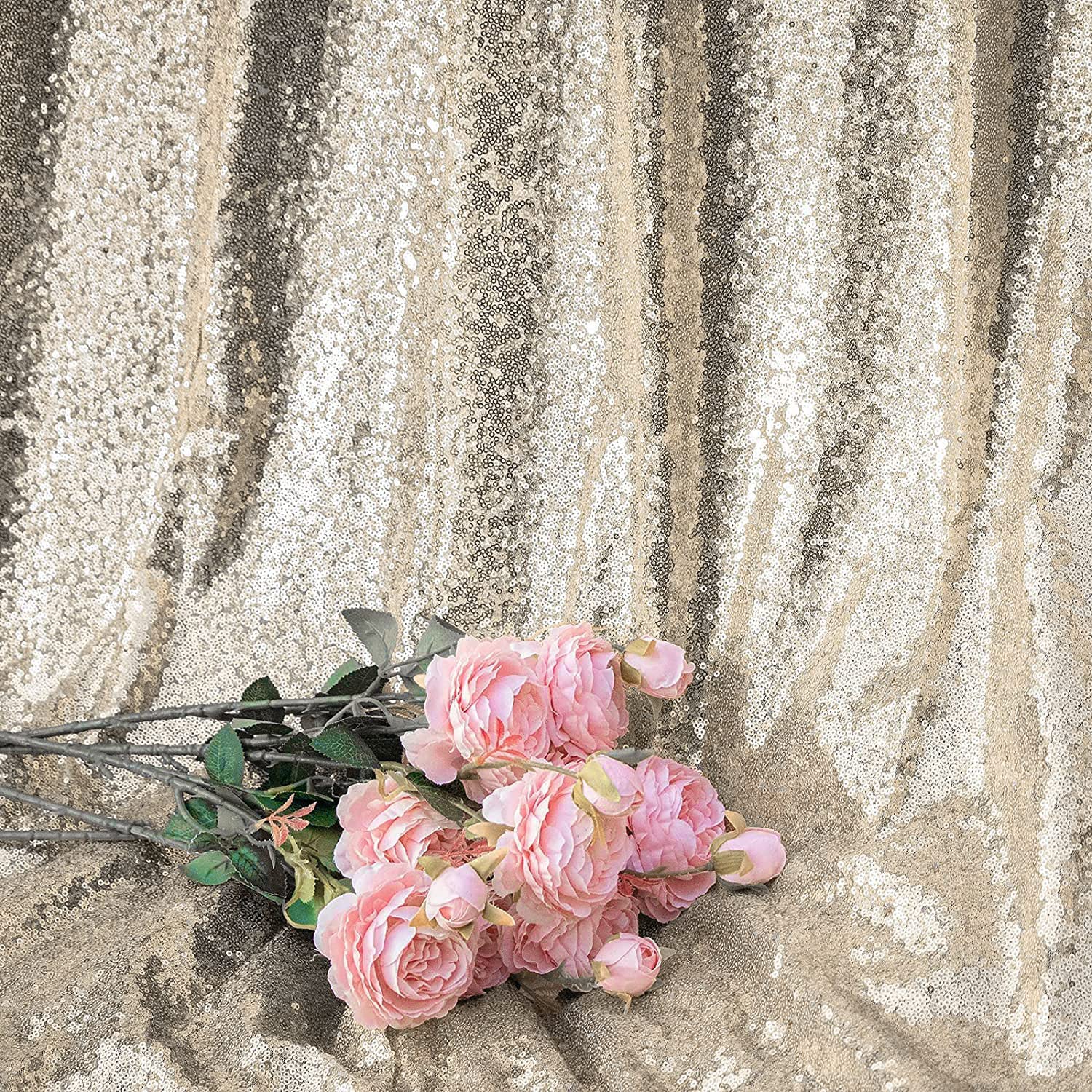 Sparkly Champagne Sequin Backdrop 2x8FT for Party & Birthday Photography
