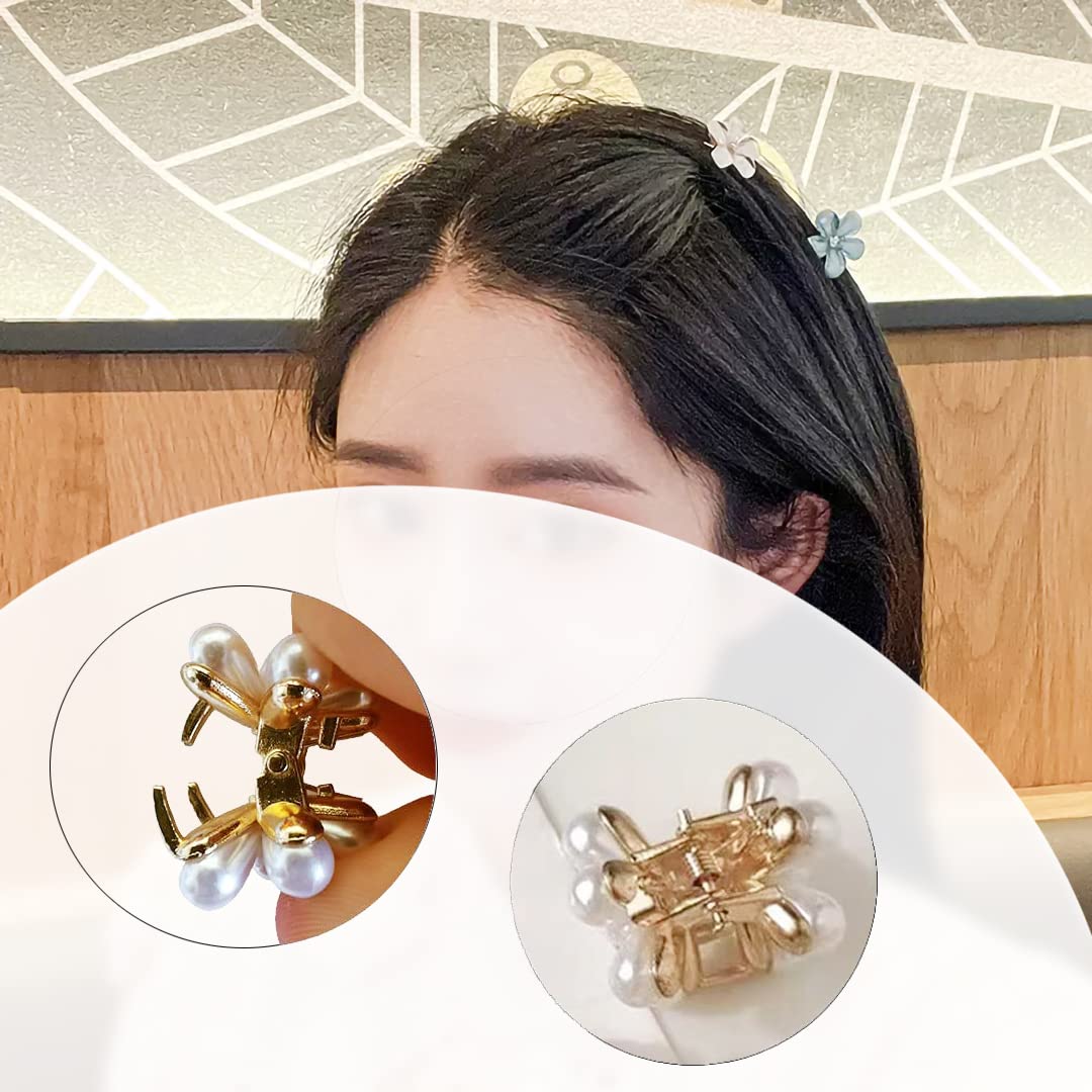 15 Pack Floral Hair Clips with Pearls - Cute Mini Flower Barrettes & Tiny Hair Claw Clips for Women & Girls - Non-Slip Hair Accessories for Thin or Thick Hair - Perfect for Weddings, Parties & Everyday Styling
