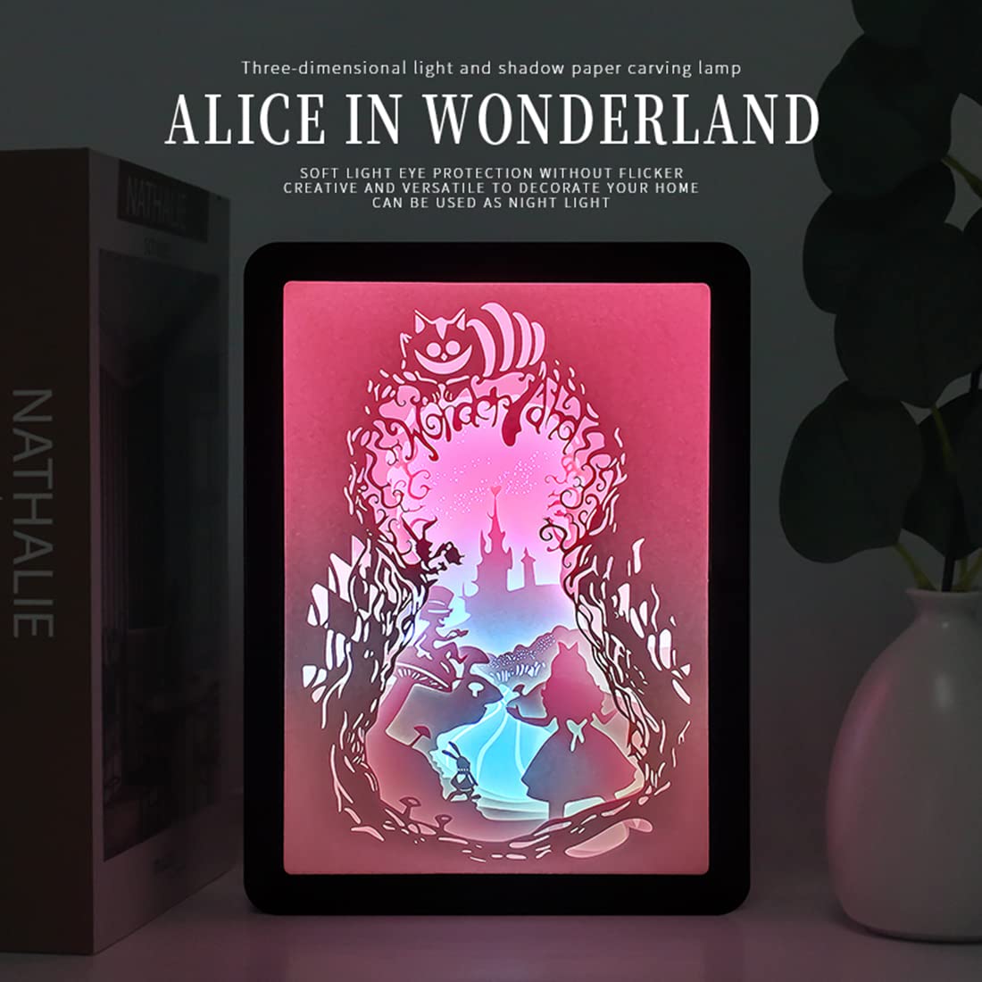 Alice in Wonderland 3D LED Night Light - Kids Room Decor, Desk & Bedside Lamp for Nursery, Bedroom, Birthday Gift - Perfect for Reading, Sleep Aid & Fantasy Theme Decor