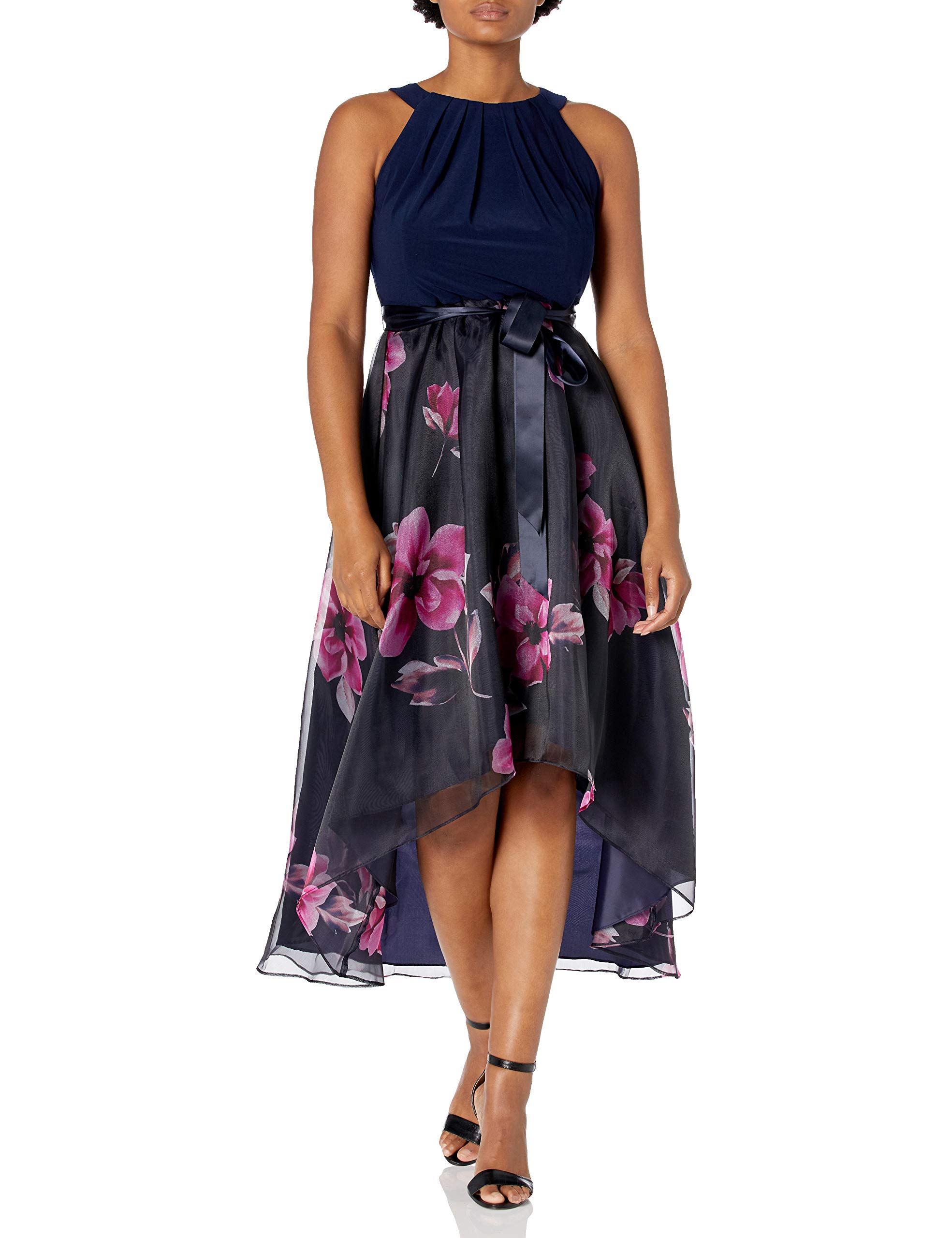 S.L. Fashions Women's Petite Maxi Chiffon Print Skirt Dress - Flowy Summer Beach Dress for Vacation, Wedding & Casual Outings