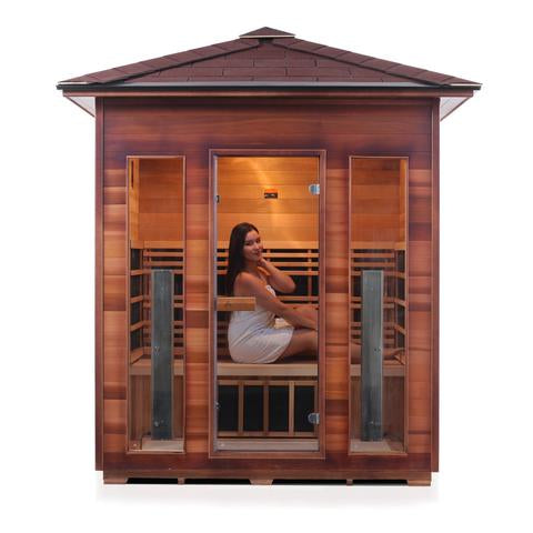Enlighten Sauna Rustic 4-Person Full Spectrum Infrared Sauna for Indoor & Outdoor Use - Perfect for Home Spa, Relaxation & Detox Therapy