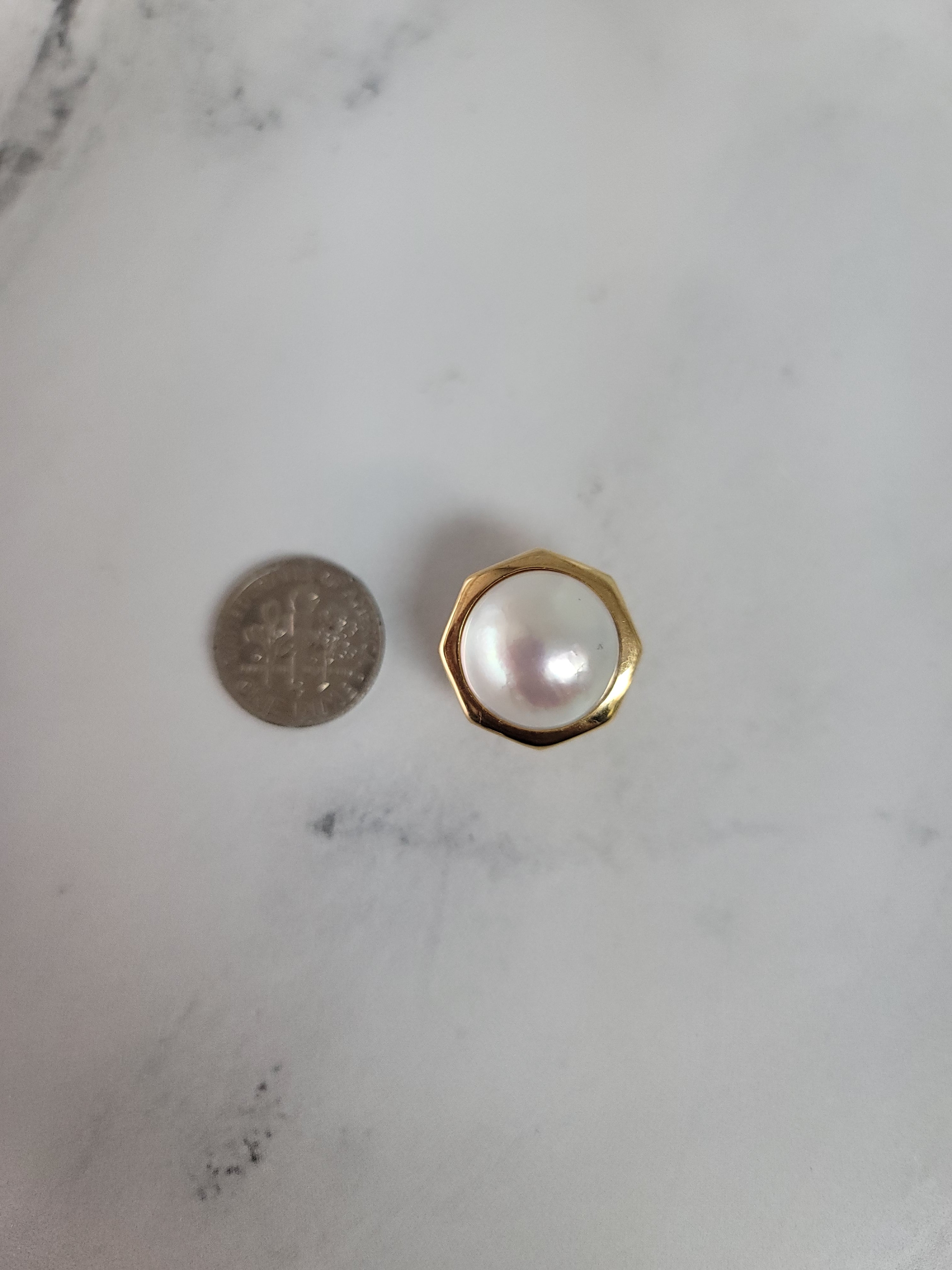 14k Yellow Gold Octagon Shaped Mabe Pearl Earrings for Women - Elegant Gift for Wedding, Anniversary & Special Occasions