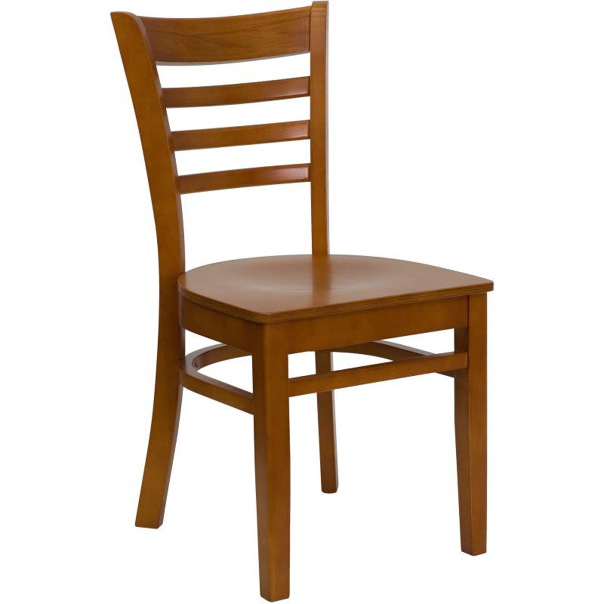 Flash Furniture HERCULES Series Ladder Back Restaurant Chair - Solid Cherry Wood Dining Chair for Kitchen, Cafe & Bistro - Comfortable & Durable Seating Solution