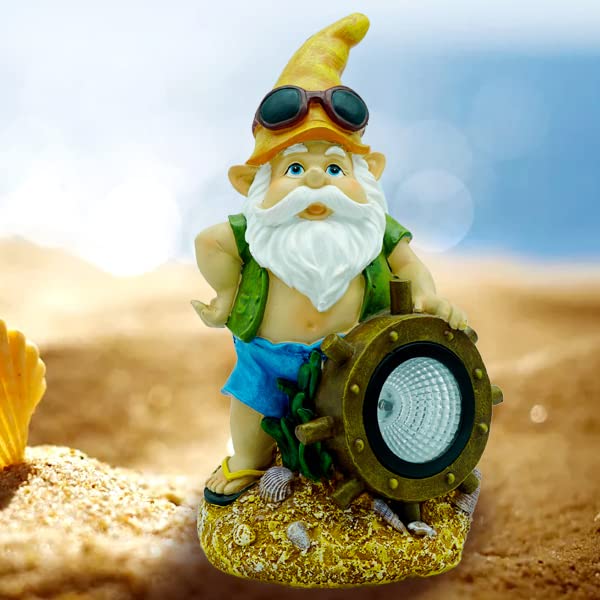Beach-Themed Garden Gnome Statue - Outdoor Decor for Yard, Office & Beach - Corkityno Handmade Gnome Decorations | Perfect for Coastal Gardens, Patio Decor & Gift Ideas