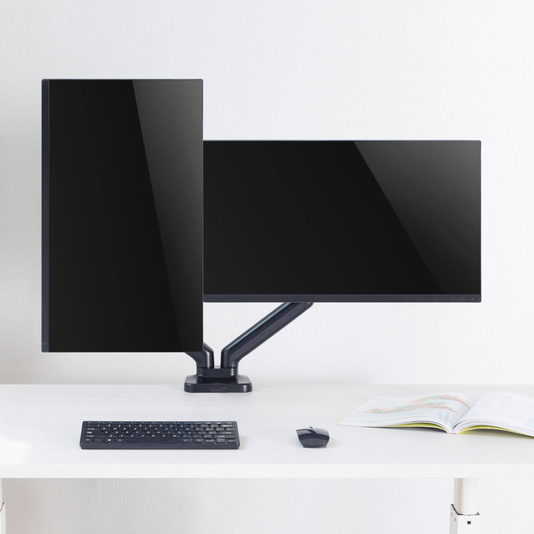 Outshine Dual Monitor Mount Stand - Gas Spring Adjustable Arm for 13-32 Inch Screens - Perfect for Home Office, Gaming & Workspace Setup