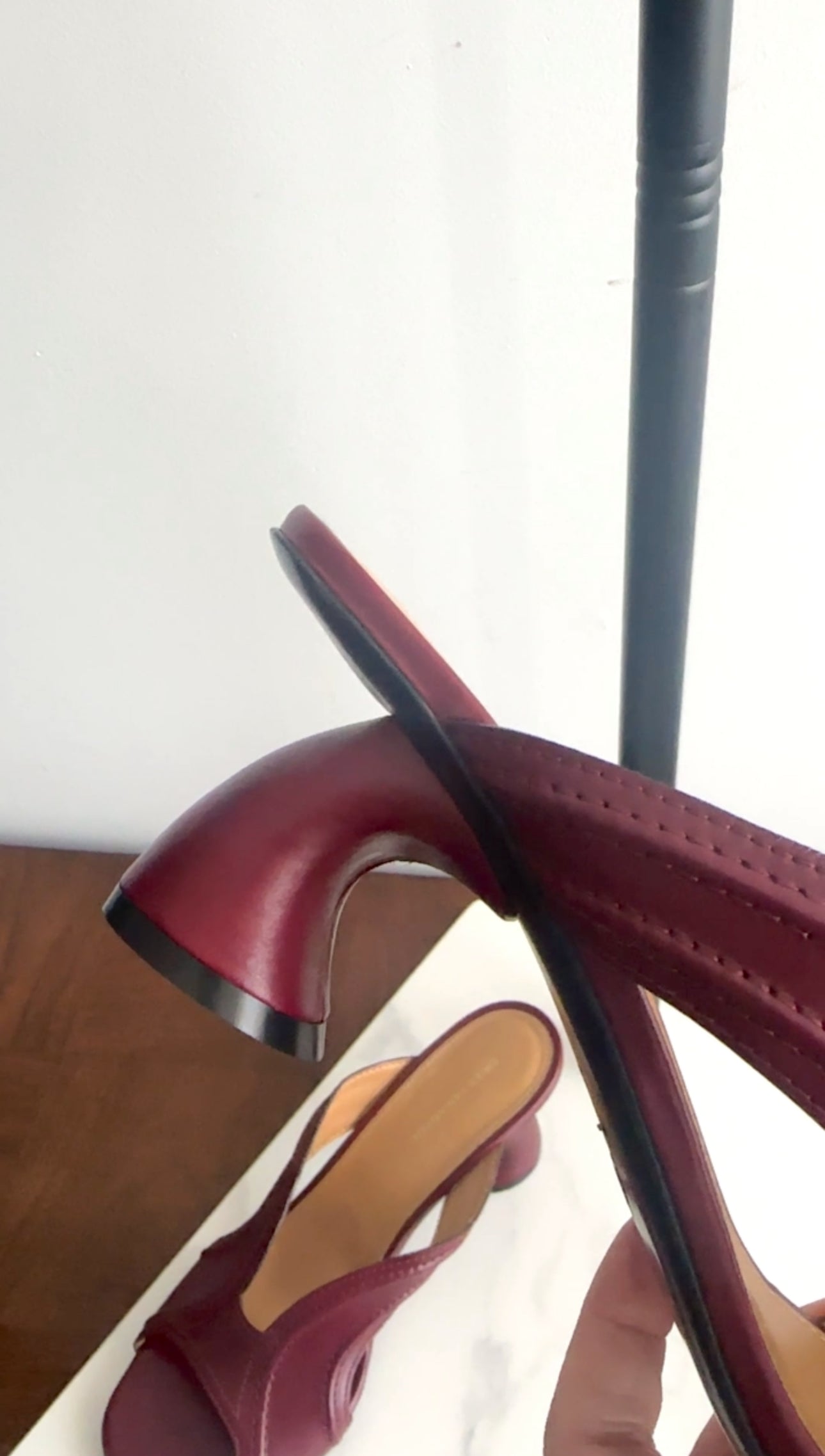 Dries Van Noten Burgundy Leather Curved Heel Mules Women's Size 40 - Elegant Slip-On Shoes for Office, Party & Casual Outings