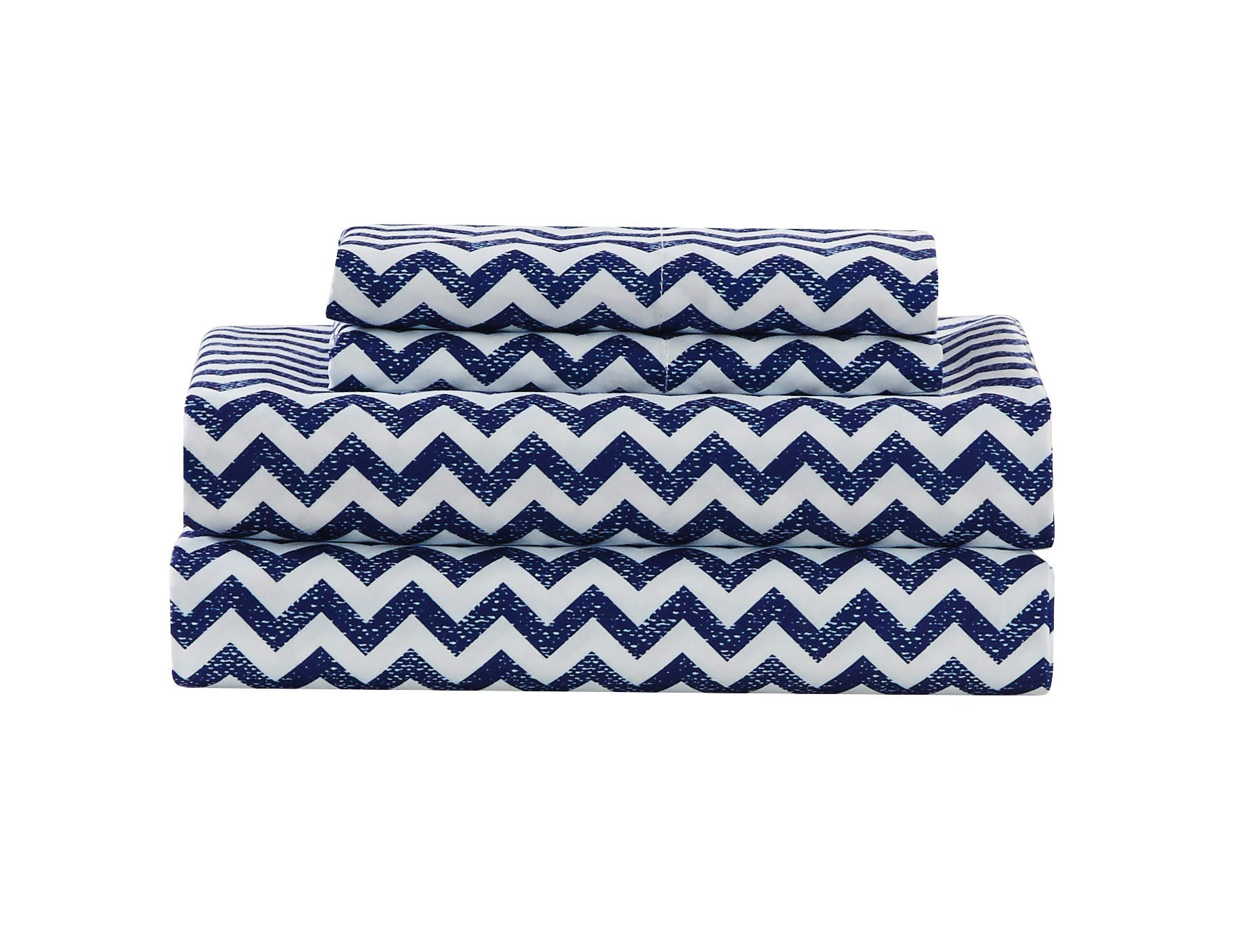 Kensie Casey Soft & Breathable 100% Cotton Bed Sheets Set - Full, Queen, King Size - Navy Blue for Comfortable Sleep & Luxury Bedroom Decor