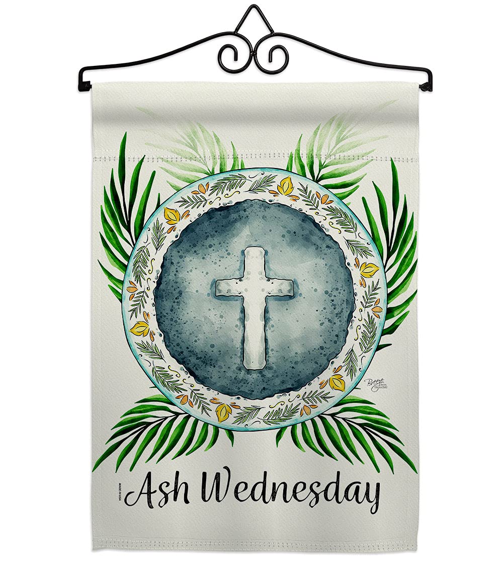 Breeze Decor Holy Ash Wednesday Garden Flag Set - Double-Sided Religious Wall Hanger with Dove Design for Easter, Christian Faith & Home Decoration - Made in USA | Perfect for Yard, Porch & Church Celebrations