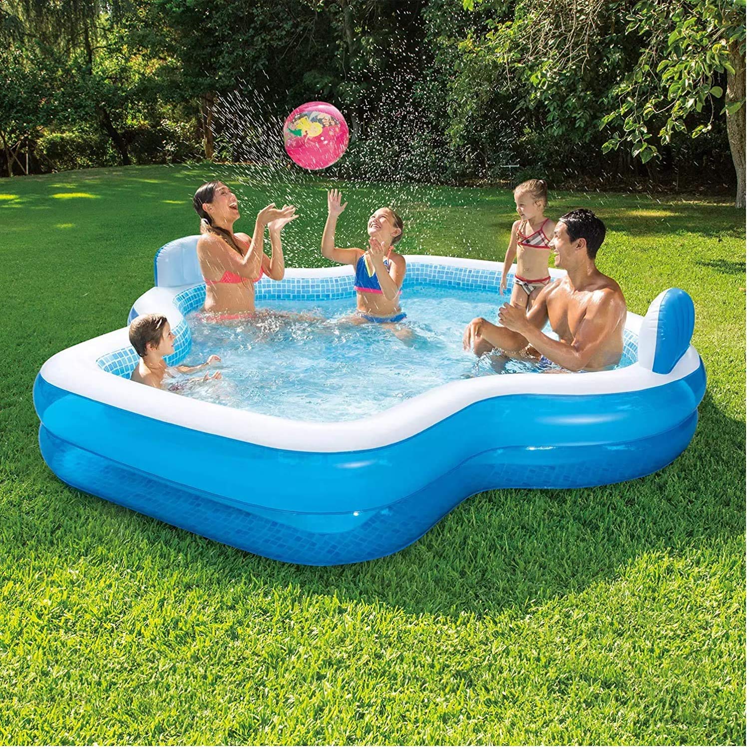 Members Mark Elegant Family Pool 10ft with 2 Inflatable Backrest Seats - Limited Edition for Backyard Relaxation and Summer Fun