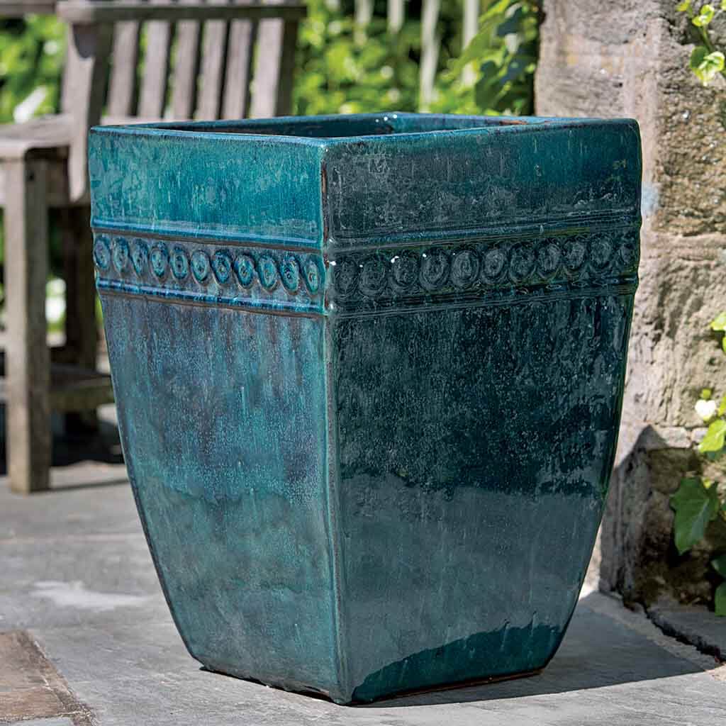 Campania International Indigo Rain Borsa Square Planter Set of 3 - Modern Indoor Outdoor Garden Decor for Patio, Balcony & Home Décor