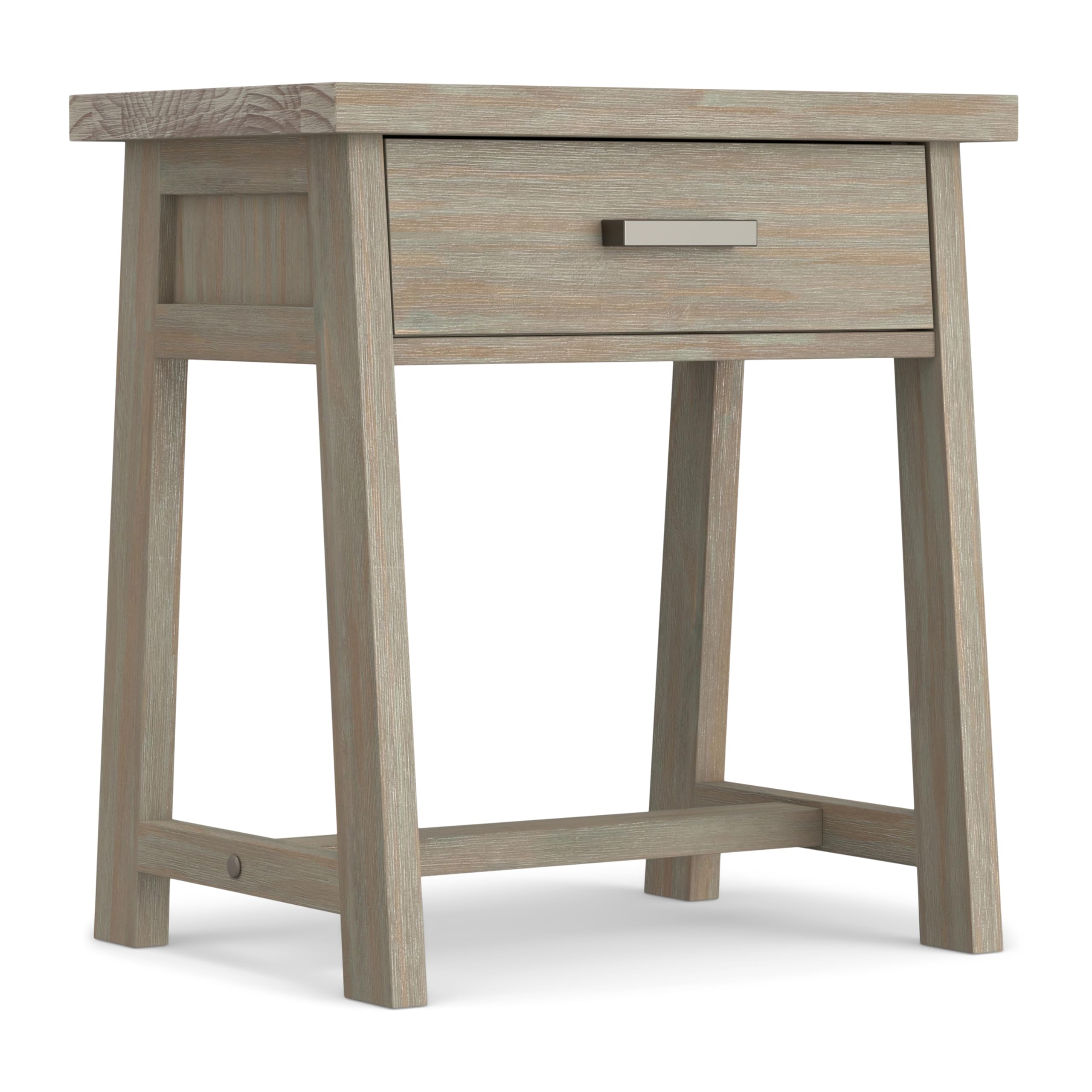 SIMPLIHOME 24 Inch Solid Wood Sawhorse Nightstand - Modern Industrial Bedside Table in Distressed Grey for Living Room & Bedroom | Perfect for Small Spaces, Apartment Decor, and Rustic Home Styling