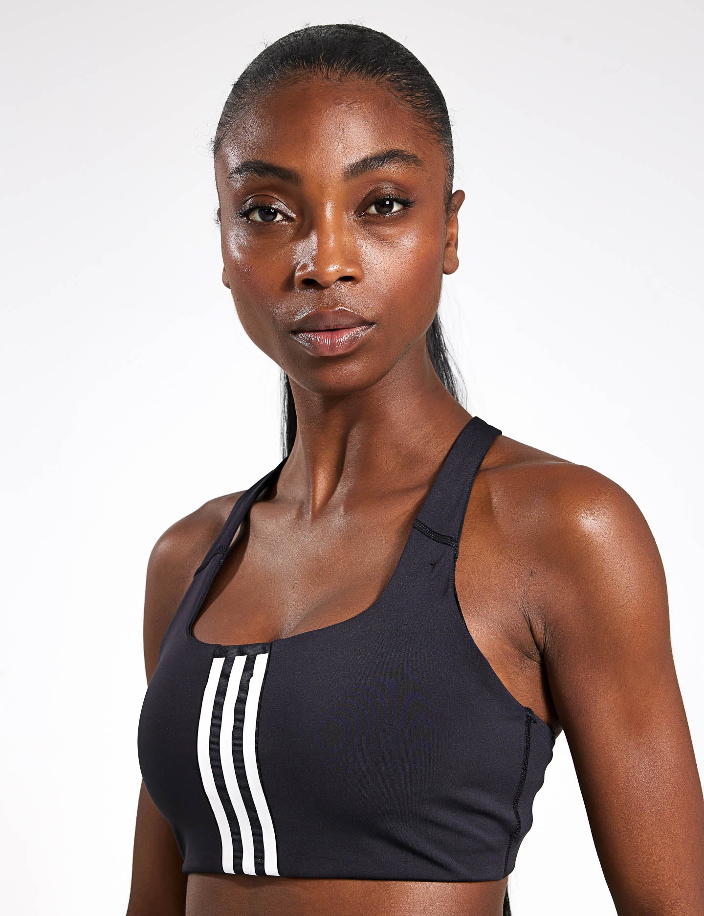 Powerimpact Training Medium Support 3 Stripes Sports Bra - Black | High-Impact Workout, Running & Gym Essentials for Women