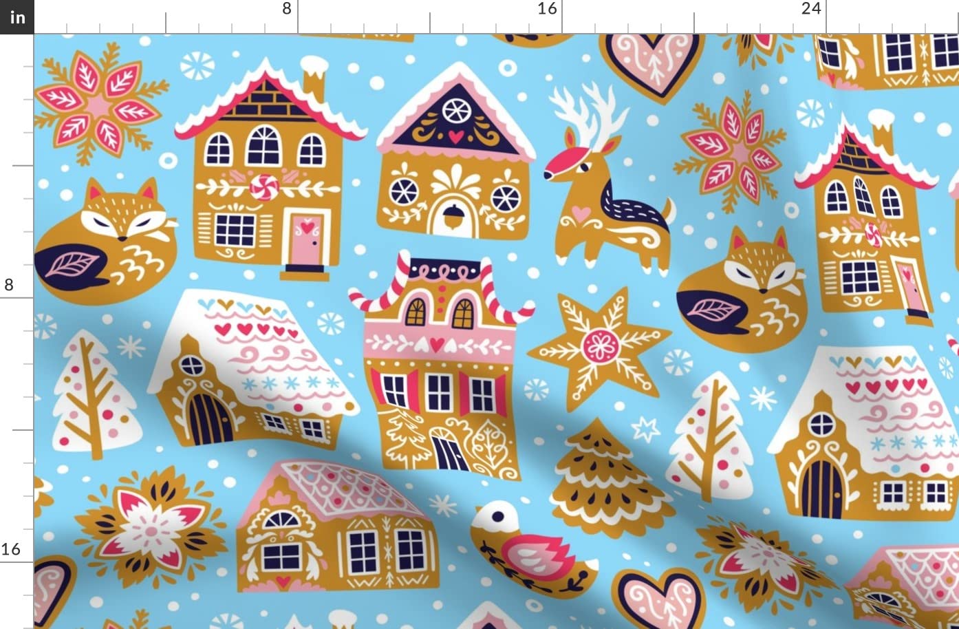 Gingerbread House Cookies Bakery Christmas Printed Fleece Fabric Fat Quarter - Festive Holiday Baking Fabric for Sewing Blankets, Loungewear & No-Sew Projects - Perfect for DIY Holiday Decor, Kids Crafts & Cozy Home Decor