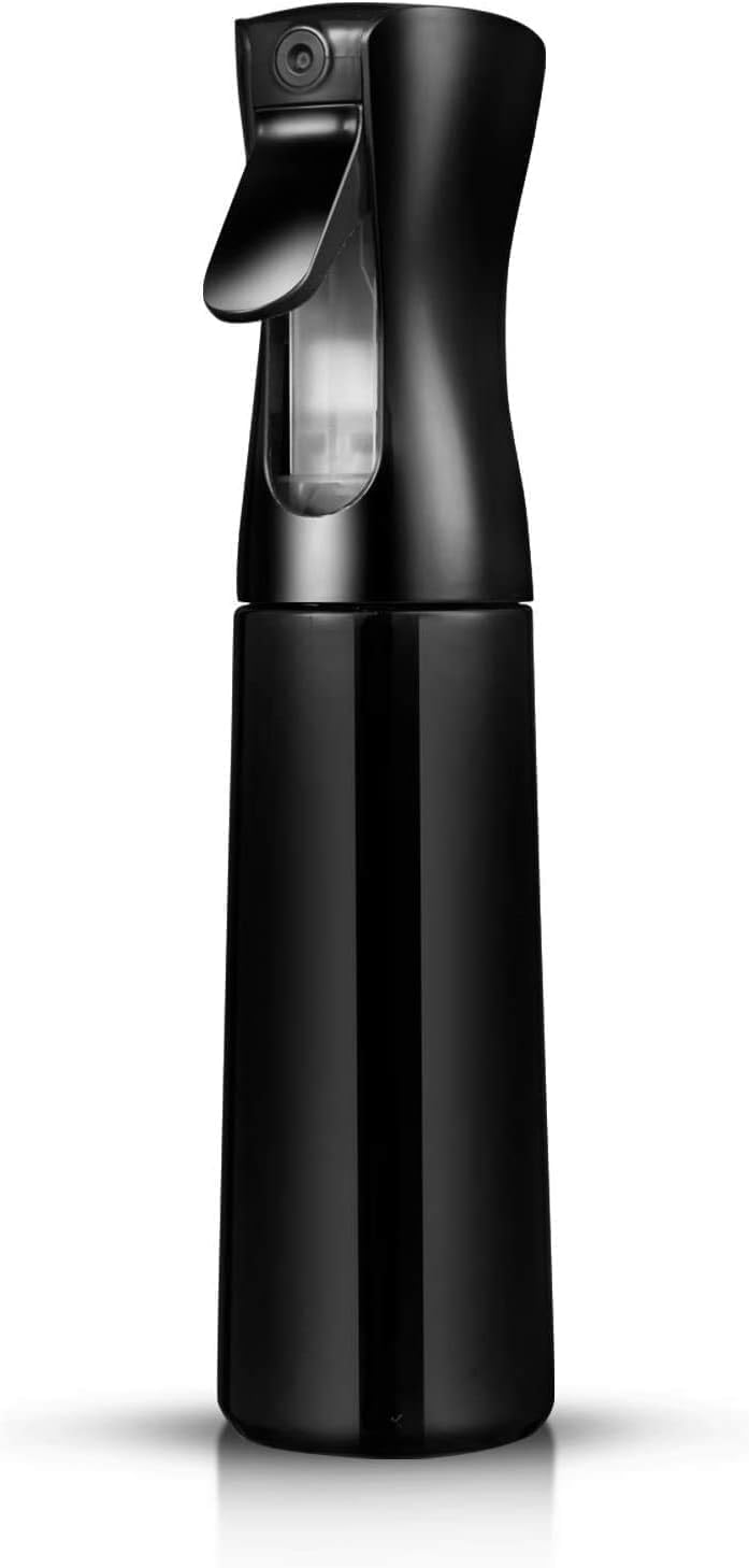 DONDA 300ml Plastic Trigger Spray Bottle - Refillable Fine Mist Sprayer for Hair Styling, Cleaning, Garden & Plant Care - Continuous Water Mister for Salon, Home & Outdoor Use (Black, 1-Pack)