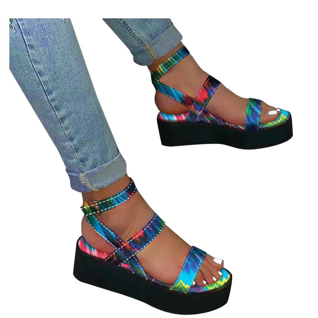 Masbird Women's Platform Sandals - Open Toe Ankle Strap Summer Sandals for Casual Wear & Beach Vacations | Comfortable Walking Shoes for Outdoor Activities, Travel, and Daily Use