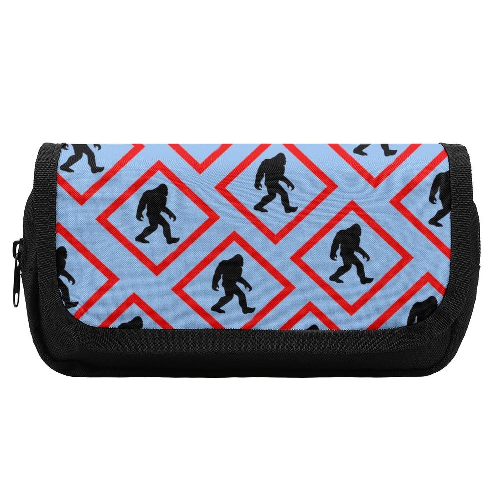 MZERSE Cute Bigfoot Crossing Signs Cosmetic Pencil Case - Waterproof Zipper Pouch for School, Office & Travel - Perfect for Makeup, Pens, Stationery, Art Supplies & Small Gadgets Organization