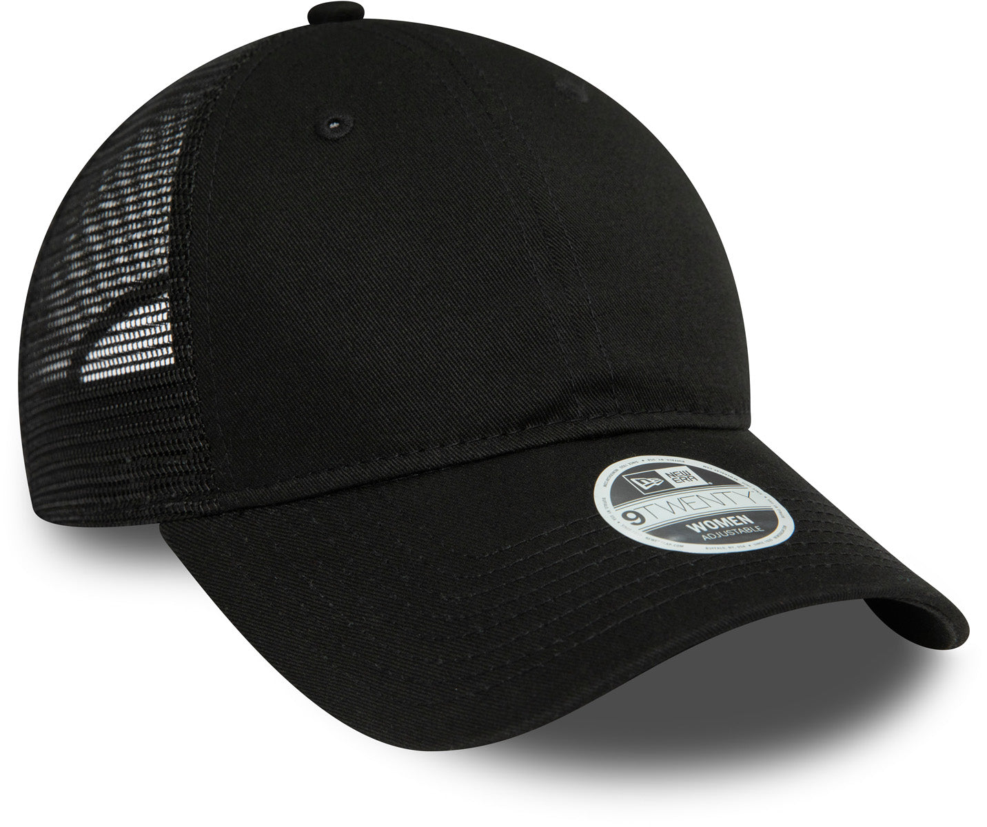 Women's New Era 9Twenty Black Trucker Cap - Adjustable Snapback Hat for Casual Wear, Outdoor Activities & Sports Fan Gear