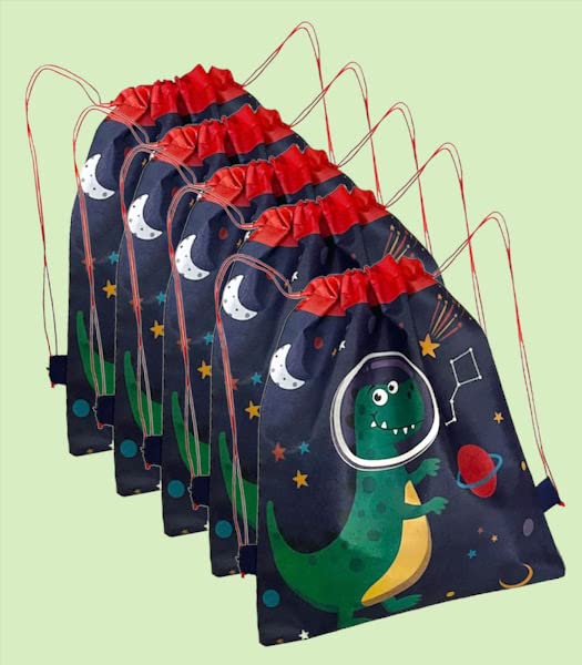 Dinosaur Printed Kids Gift Bags - 6-Piece Set for Birthday Parties, Weddings & Return Gifts | Reusable Carry Bags for Children's Events & Party Favors | Perfect for School Celebrations, Baby Showers & Holiday Gifting