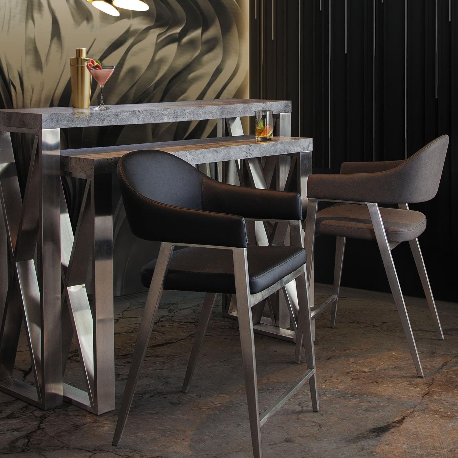 Diamond Sofa Adele Black Counter Stools Set of 2 - Perfect for Kitchen Islands, Breakfast Bars & Modern Dining Areas