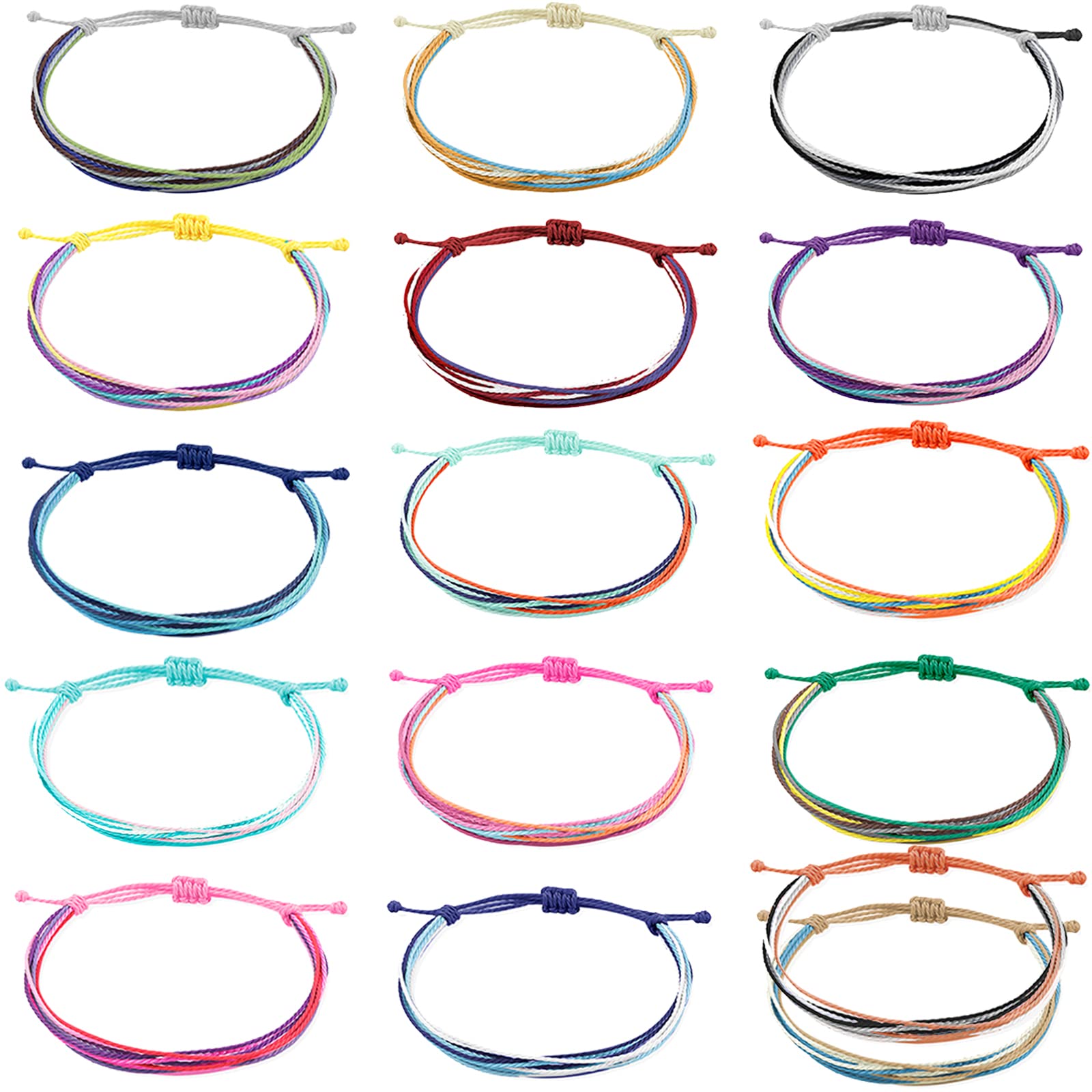 HUASAI Waterproof Boho Rope Bracelets for Women & Teen Girls - Trendy VSCO String Bracelets, Surfer Wave Anklets - Perfect for Summer Beach, Music Festivals & Boho Fashion Accessories