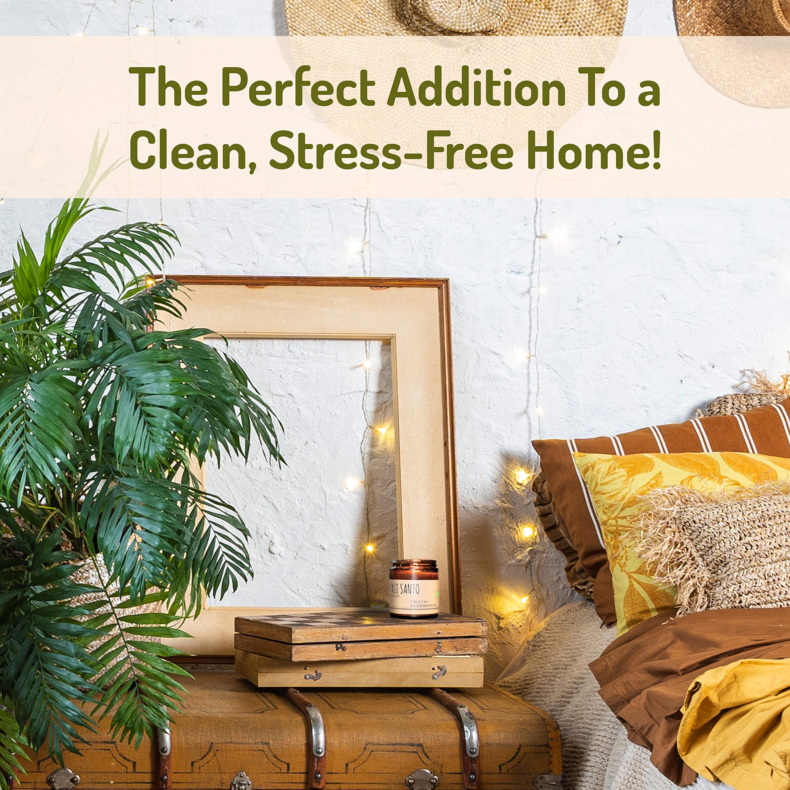Pure Ecuadorian Palo Santo Essential Oil Aromatherapy Candle - 9oz Handmade in USA with Natural Soy Wax for Meditation, Yoga & Home Purification - Includes Free Palo Santo Stick for Spiritual Cleansing & Positive Energy