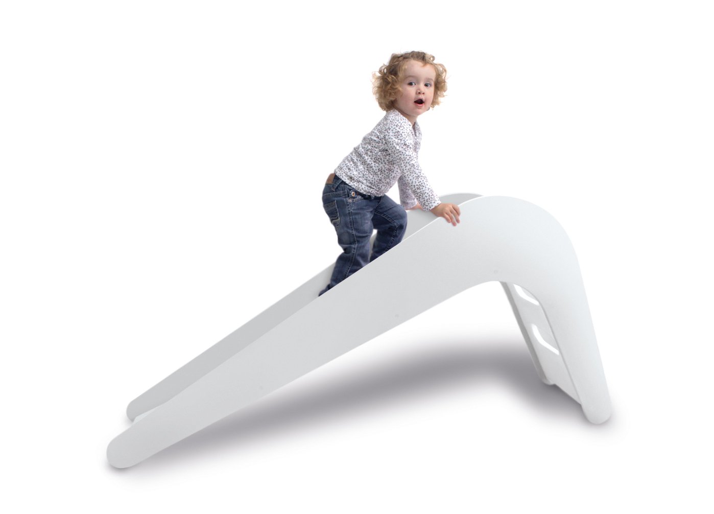 Jupiduu White Wooden Kids Slide for Toddlers 1.5-4 Years - Indoor Play Slide for Living Room & Nursery - Safe Toddler Slide for Home Playrooms, Daycares & Preschools