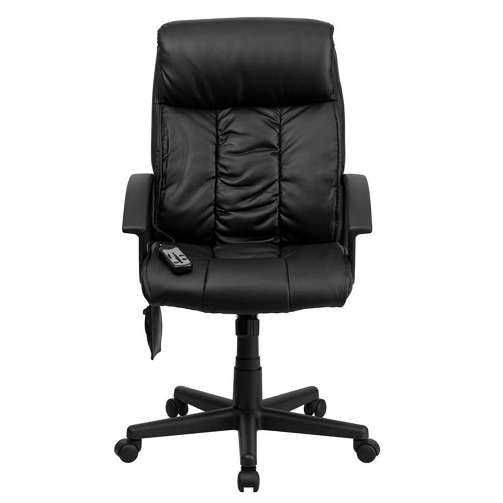 UrbanPro High Back Massaging Leather Office Chair - Ergonomic Executive Desk Chair with Lumbar Support - Perfect for Home Office, Gaming & Workspace Comfort (Black)