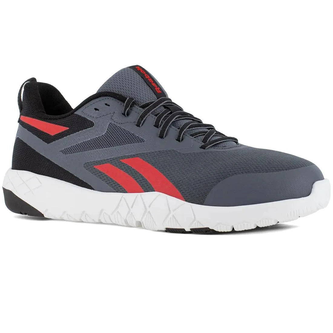 Flexagon Force XL Composite Toe Athletic Work Shoes for Men - Lightweight Safety Shoes with Slip-Resistant Sole, Gray/Red - Ideal for Construction, Warehouse & Industrial Work