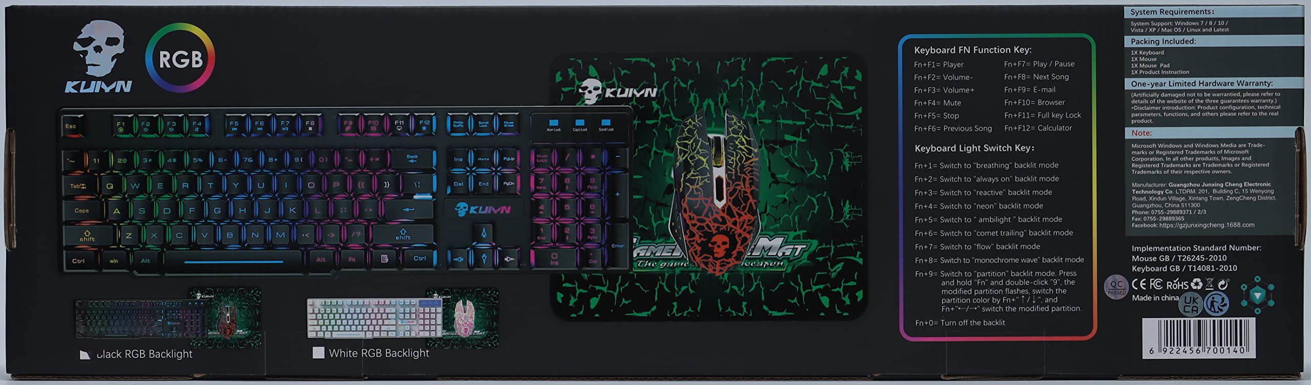 RGB Backlit Gaming Keyboard and Mouse Set - Ergonomic USB Mechanical Feel Keyboard + 2400DPI 6-Button Optical Gaming Mouse with FREE Mouse Pad - Compatible with PC & Laptop - Perfect for Esports, Streaming & Office Work
