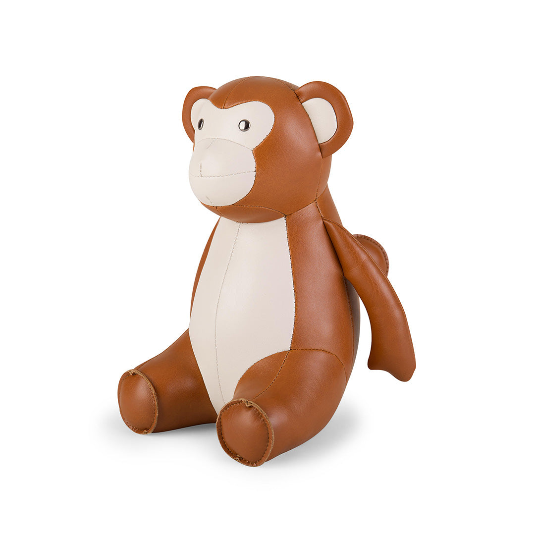 Stylish Faux Leather Monkey Bookends - Set of 2, Decorative Animal Book Holders for Shelves, Desks & Home Office Organization - Perfect for Books, DVDs & Display Decor