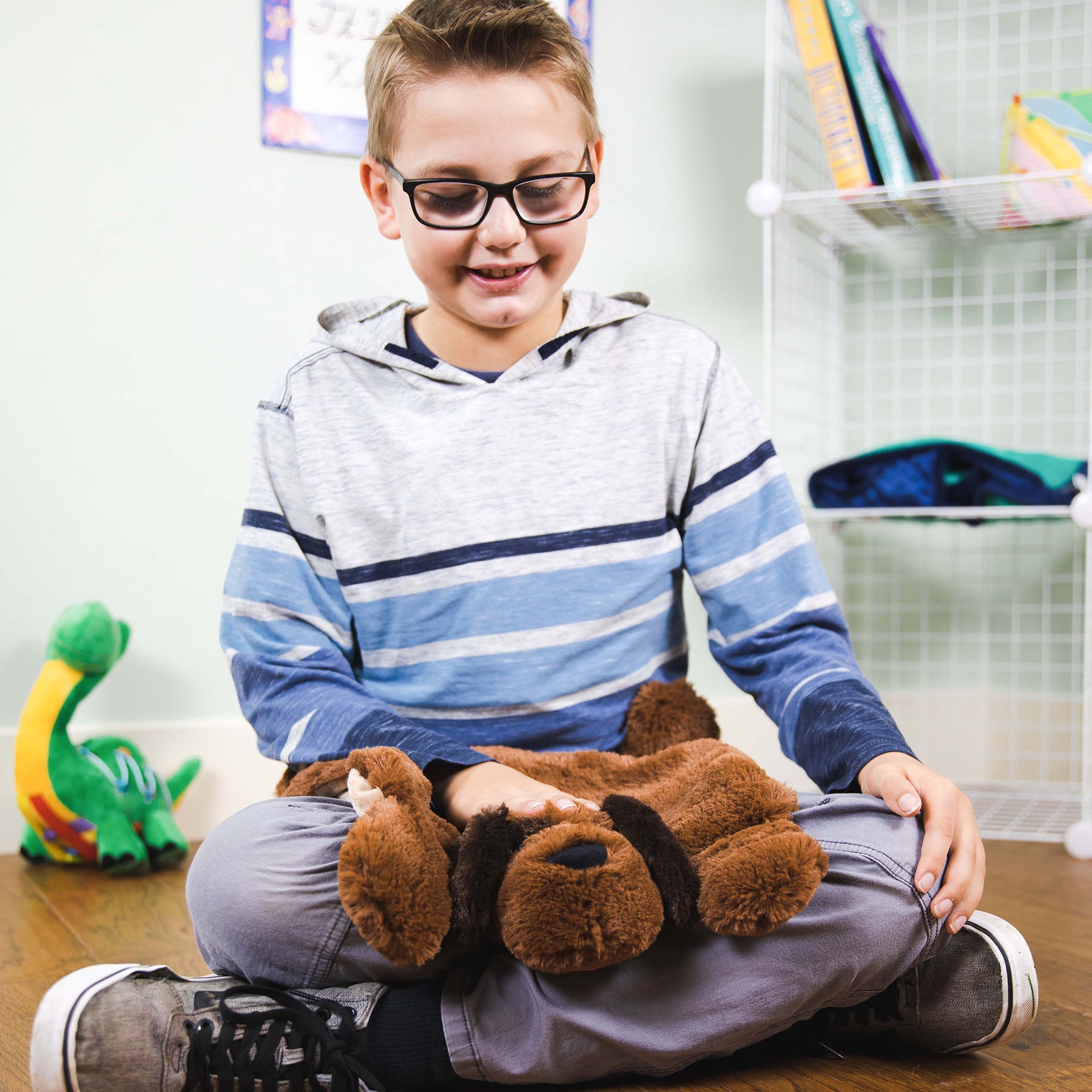 Weighted Sensory Bulldog Plush Toy - Bouncyband Happy Hugs for Anxiety Relief & Stress Reduction | Perfect for Kids, Autism Therapy & Emotional Support