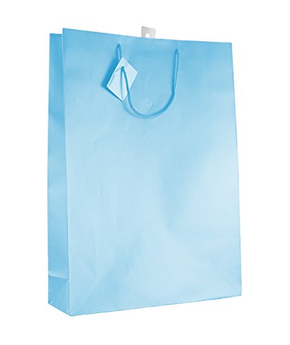 12-Piece Solid Color Gift Bags with Matte Lamination - Light Blue | Perfect for Birthday, Wedding, Baby Shower & Party Favors Packaging