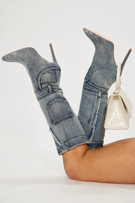 Scarlet Women's Denim Ankle Boots - Stylish Western Cowgirl Boots for Casual Outfits & Country Music Festivals