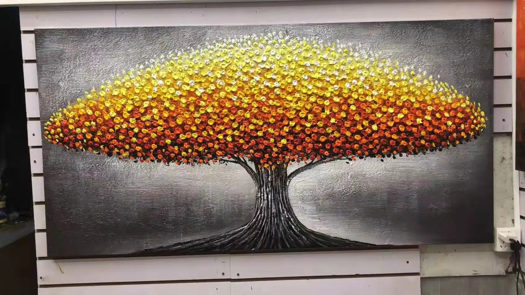 Beautiful Flower and Tree Painting #FT020 - Handmade Canvas Art for Home Decor, Living Room, Bedroom & Office Wall