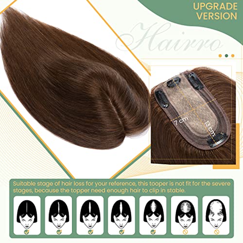 Clip in Human Hair Topper with Silk Base - Natural Looking Hairpiece for Thinning Hair - Perfect for Daily Wear, Special Occasions & Styling