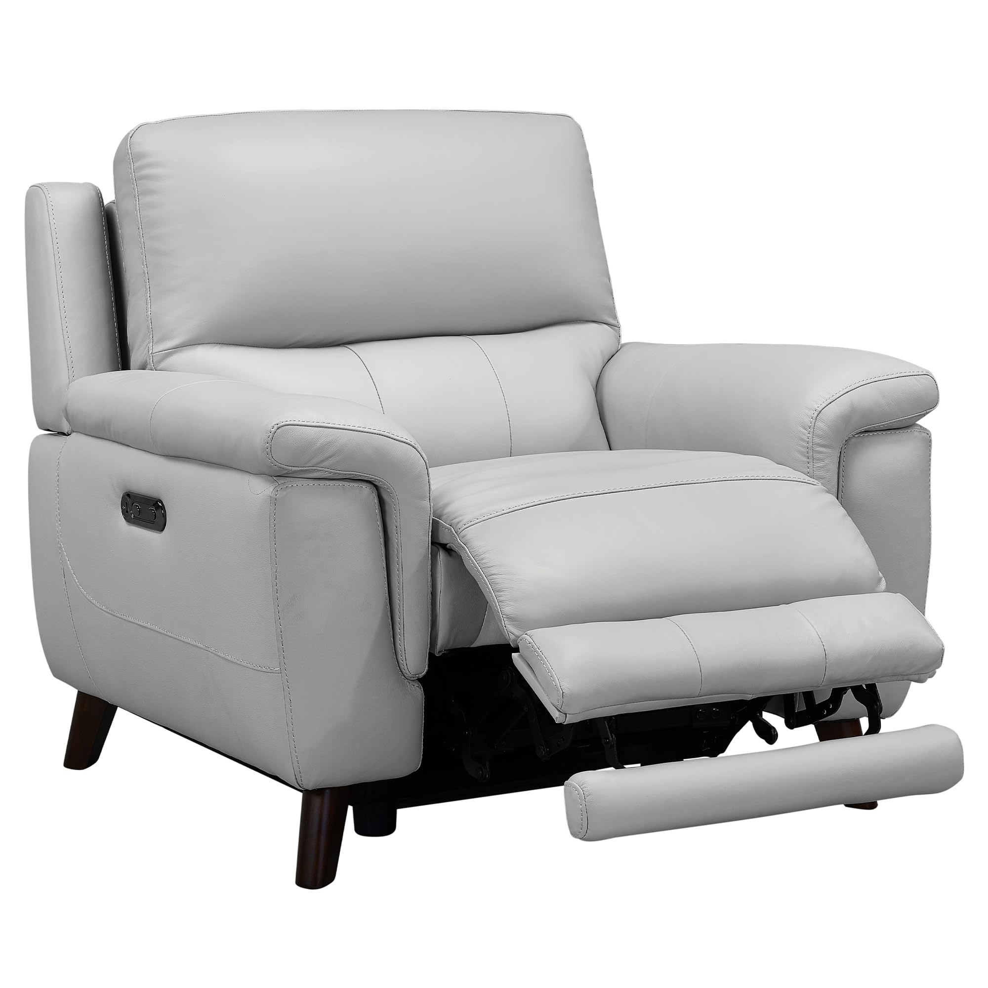 Armen Living Lizette Modern Top Grain Leather Power Recliner Accent Chair - Gray | Contemporary Living Room Furniture for Home Theater & Relaxation