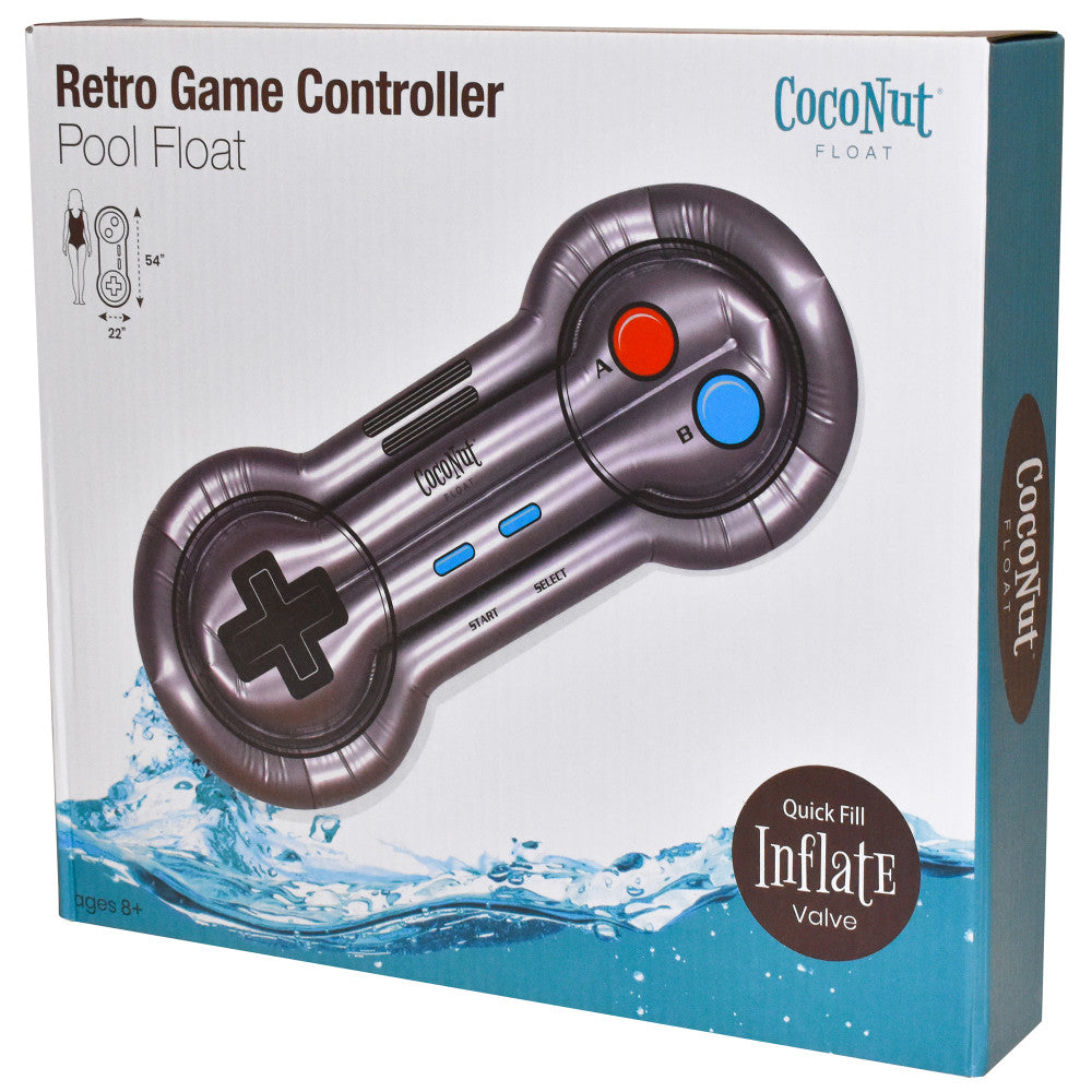 CocoNut Float Retro Game Controller Inflatable Pool Lounge - 54 x 22 Inches, Fun Floating Gaming Experience for Pool, Beach & Summer Parties