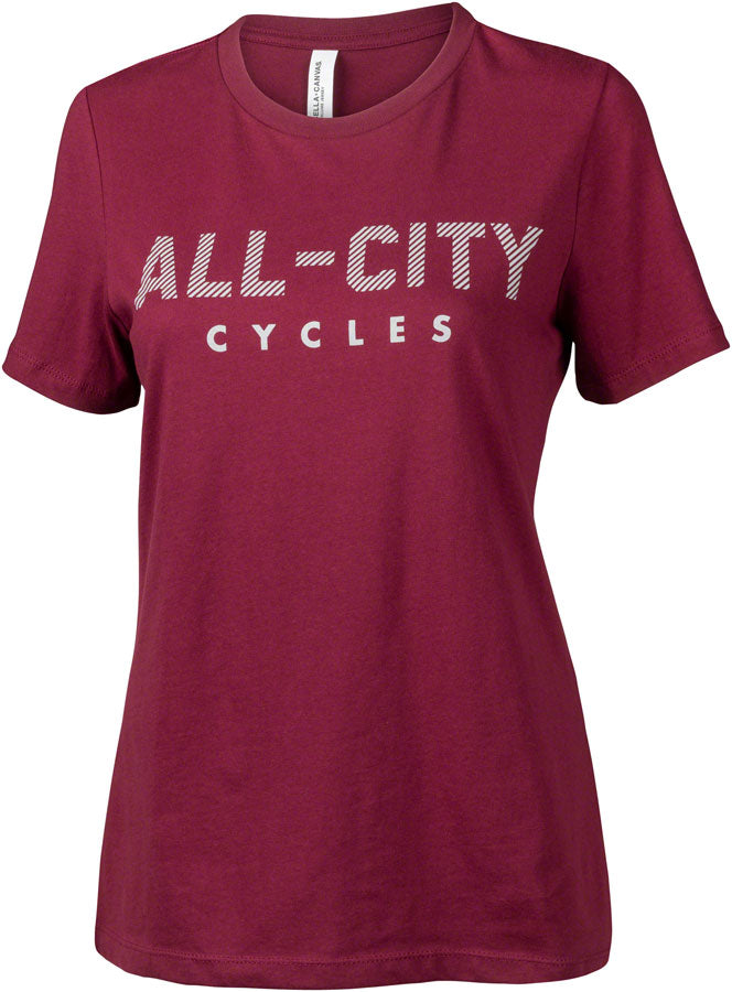 All City Logowear Women's T-Shirt - Soft Cotton Crewneck Tee in Maroon & Gray, X-Large - Casual Wear, Gym, Lounge & Everyday Outfits