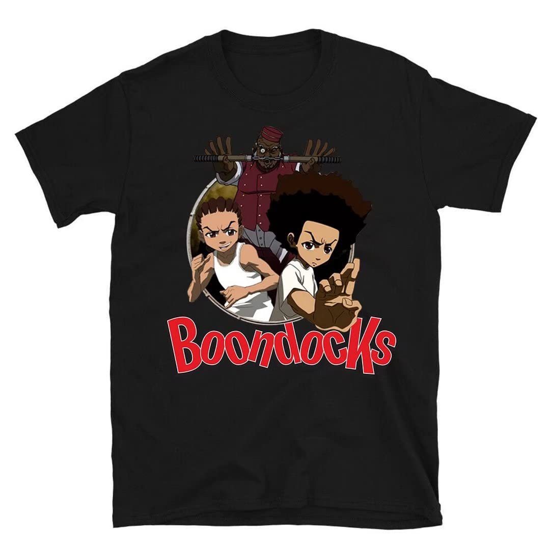 The Boondocks Cartoon Character T-Shirt for Men & Women - Casual Short Sleeve Black Graphic Tee | Perfect for Streetwear, Anime Conventions & Everyday Wear
